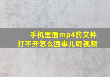 手机里面mp4的文件打不开怎么回事儿呢视频