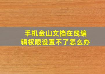 手机金山文档在线编辑权限设置不了怎么办