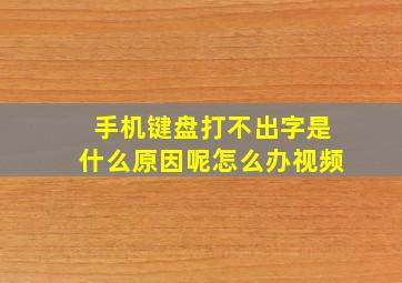 手机键盘打不出字是什么原因呢怎么办视频