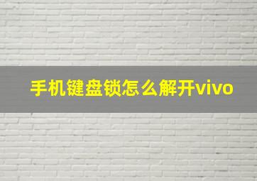 手机键盘锁怎么解开vivo