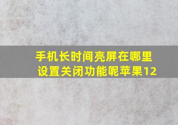 手机长时间亮屏在哪里设置关闭功能呢苹果12