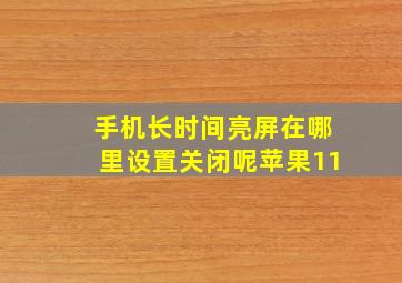 手机长时间亮屏在哪里设置关闭呢苹果11