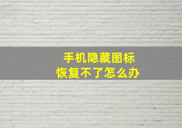 手机隐藏图标恢复不了怎么办