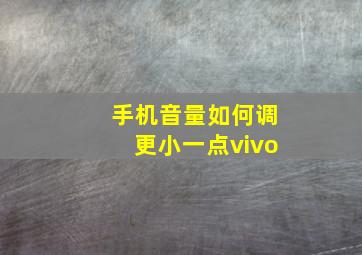 手机音量如何调更小一点vivo