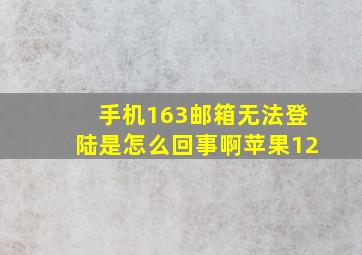 手机163邮箱无法登陆是怎么回事啊苹果12