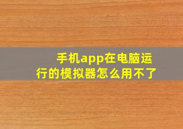 手机app在电脑运行的模拟器怎么用不了