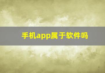 手机app属于软件吗