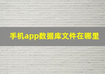 手机app数据库文件在哪里