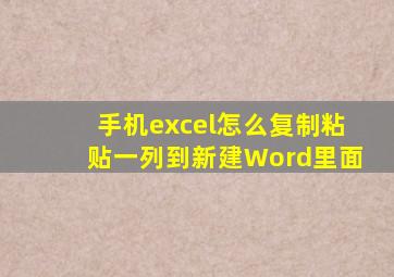 手机excel怎么复制粘贴一列到新建Word里面