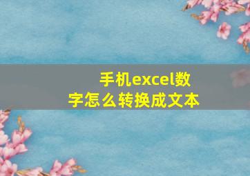 手机excel数字怎么转换成文本