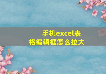 手机excel表格编辑框怎么拉大