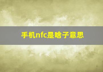 手机nfc是啥子意思