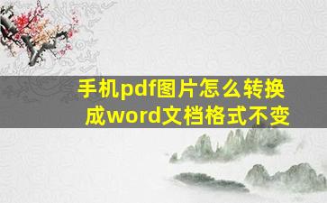 手机pdf图片怎么转换成word文档格式不变