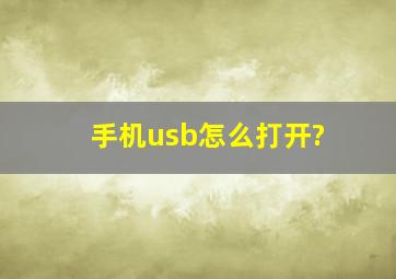 手机usb怎么打开?