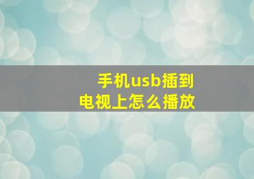 手机usb插到电视上怎么播放