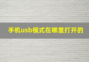 手机usb模式在哪里打开的