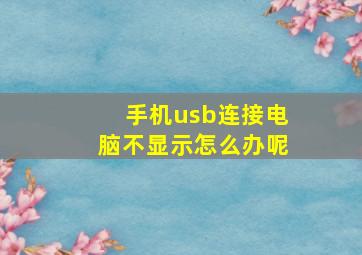 手机usb连接电脑不显示怎么办呢