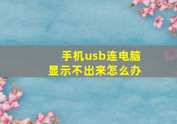 手机usb连电脑显示不出来怎么办