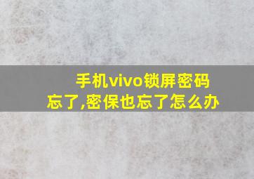 手机vivo锁屏密码忘了,密保也忘了怎么办