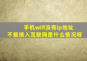 手机wifi没有ip地址不能接入互联网是什么情况呀