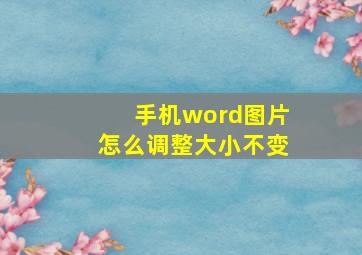 手机word图片怎么调整大小不变