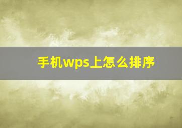 手机wps上怎么排序