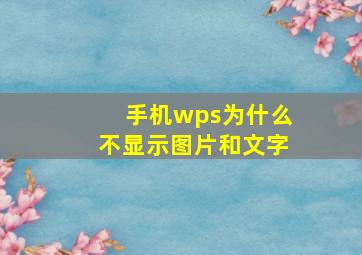 手机wps为什么不显示图片和文字