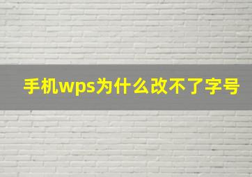 手机wps为什么改不了字号