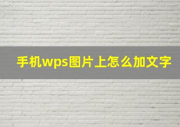 手机wps图片上怎么加文字