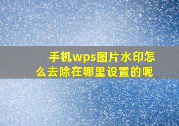 手机wps图片水印怎么去除在哪里设置的呢