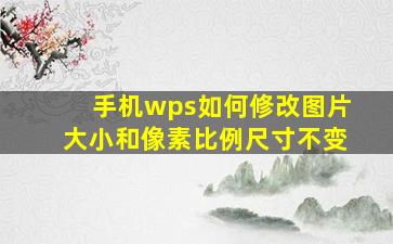 手机wps如何修改图片大小和像素比例尺寸不变