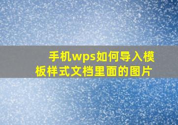 手机wps如何导入模板样式文档里面的图片