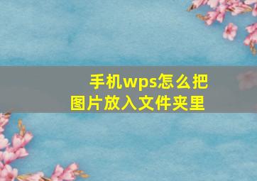 手机wps怎么把图片放入文件夹里