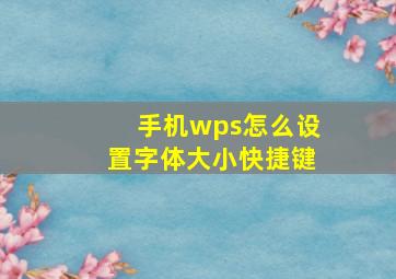 手机wps怎么设置字体大小快捷键