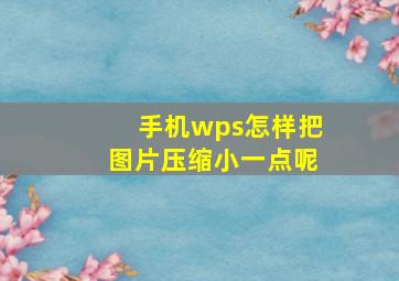 手机wps怎样把图片压缩小一点呢