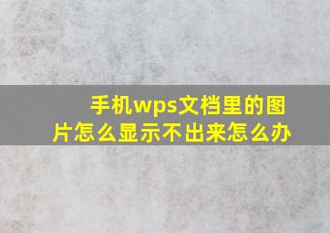 手机wps文档里的图片怎么显示不出来怎么办