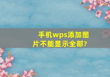 手机wps添加图片不能显示全部?