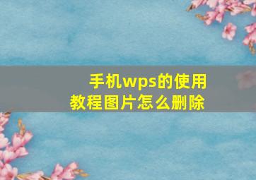 手机wps的使用教程图片怎么删除