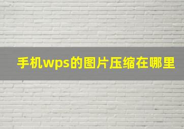 手机wps的图片压缩在哪里