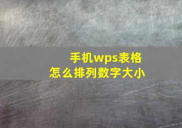 手机wps表格怎么排列数字大小