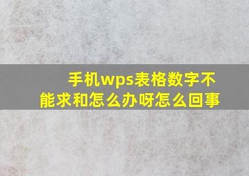 手机wps表格数字不能求和怎么办呀怎么回事