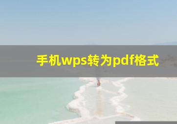 手机wps转为pdf格式