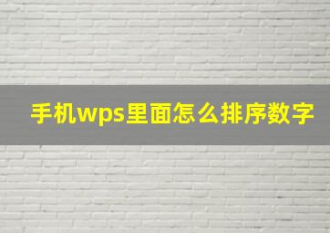 手机wps里面怎么排序数字