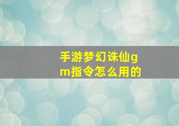 手游梦幻诛仙gm指令怎么用的