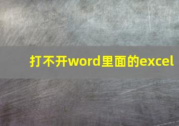 打不开word里面的excel