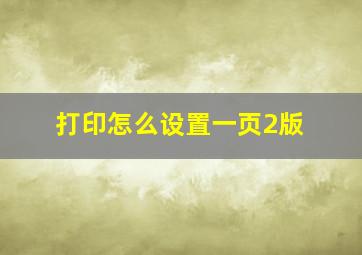 打印怎么设置一页2版