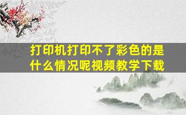 打印机打印不了彩色的是什么情况呢视频教学下载