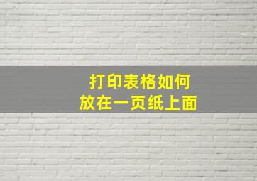 打印表格如何放在一页纸上面