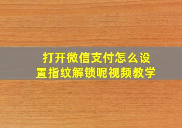 打开微信支付怎么设置指纹解锁呢视频教学