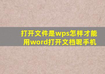 打开文件是wps怎样才能用word打开文档呢手机